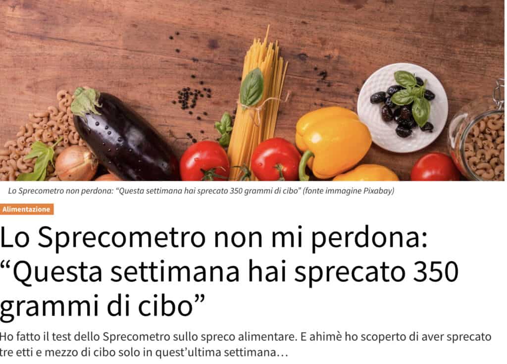 Lo Sprecometro non mi perdona: “Questa settimana hai sprecato 350 grammi di cibo”