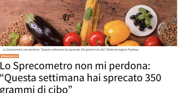 Lo Sprecometro non mi perdona: “Questa settimana hai sprecato 350 grammi di cibo”